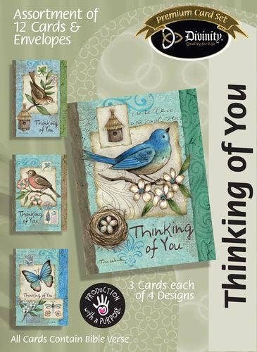 Divinity Boutique - Boxed Cards: Thinking Of You - Blue Birds