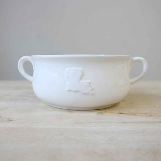 The Royal Standard - Louisiana Double Handle Bowl   White   7x2.75x5.5