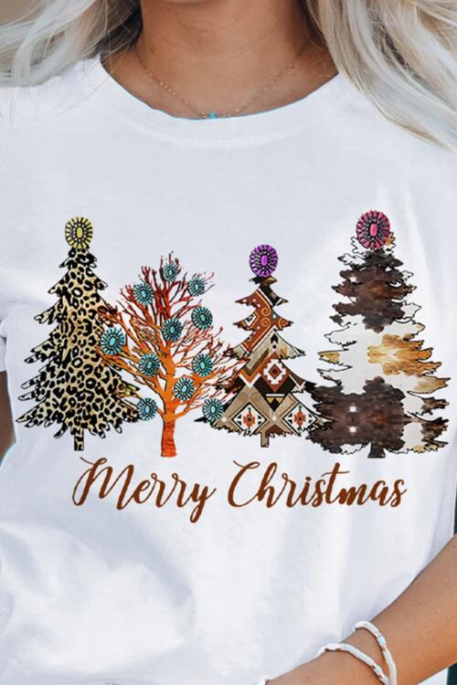 Christmas Tree Graphic Short Sleeve T-Shirt