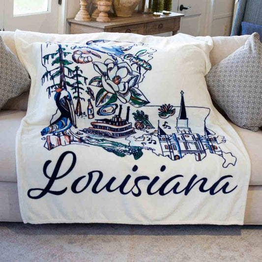 The Royal Standard - Louisiana Love Throw   Soft White/Multi   50x60