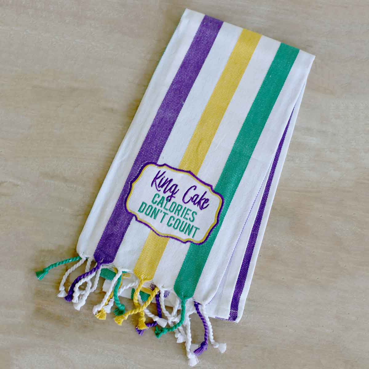 The Royal Standard - King Cake Stripe Hand Towel   Purple/Green/Yellow   20x28