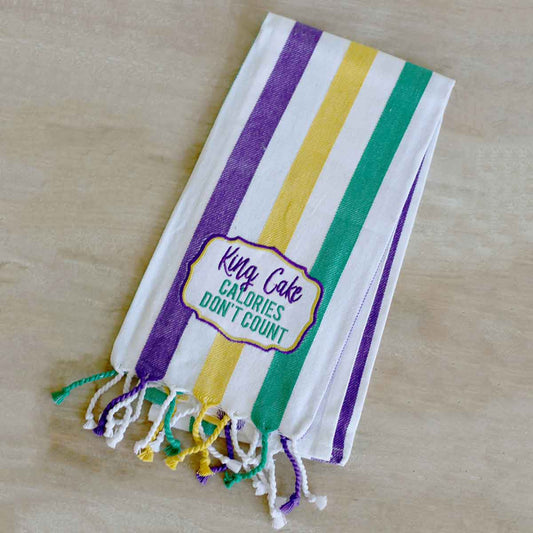 The Royal Standard - King Cake Stripe Hand Towel   Purple/Green/Yellow   20x28