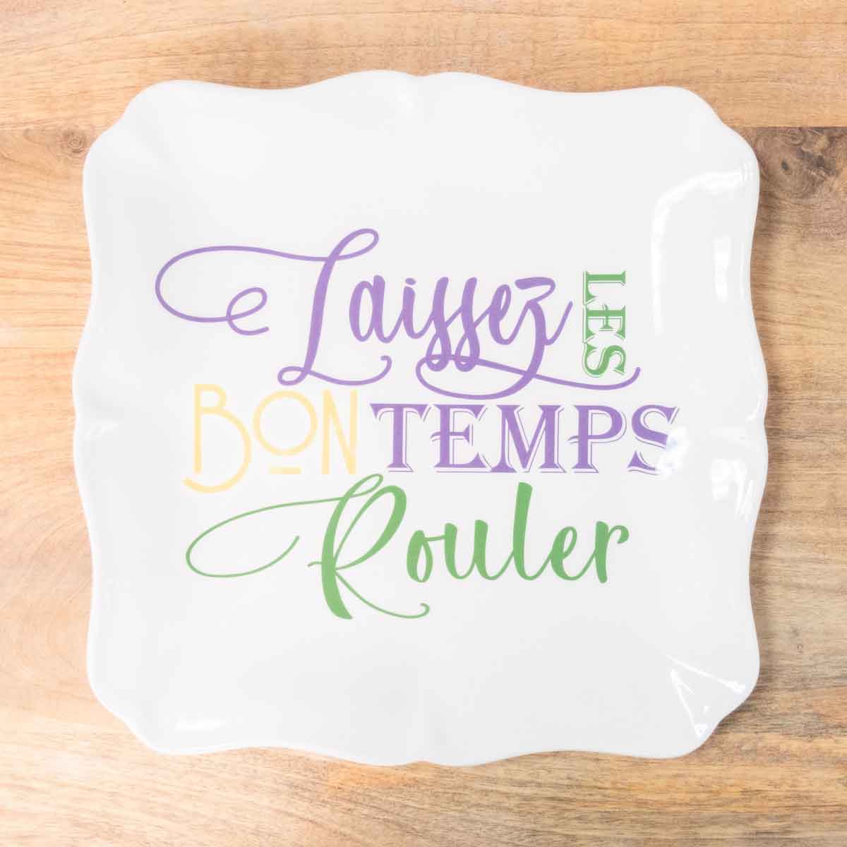 The Royal Standard - Laissez Les Bon Temps Platter    White/Purple/Green/Yellow   11.5x11.5