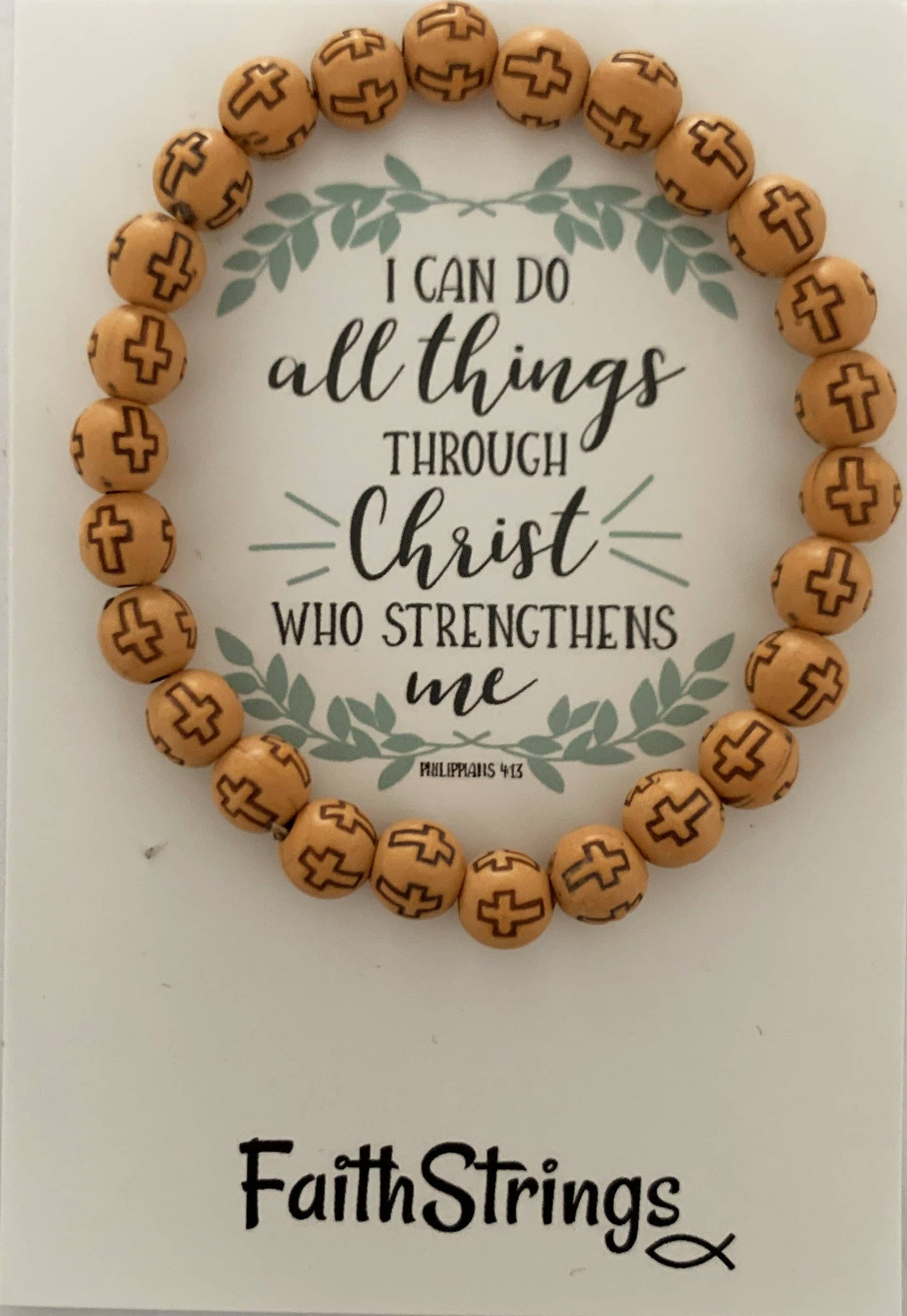 Faithstrings - All things Christian Wood Acrylic Bead Stretch Bracelet