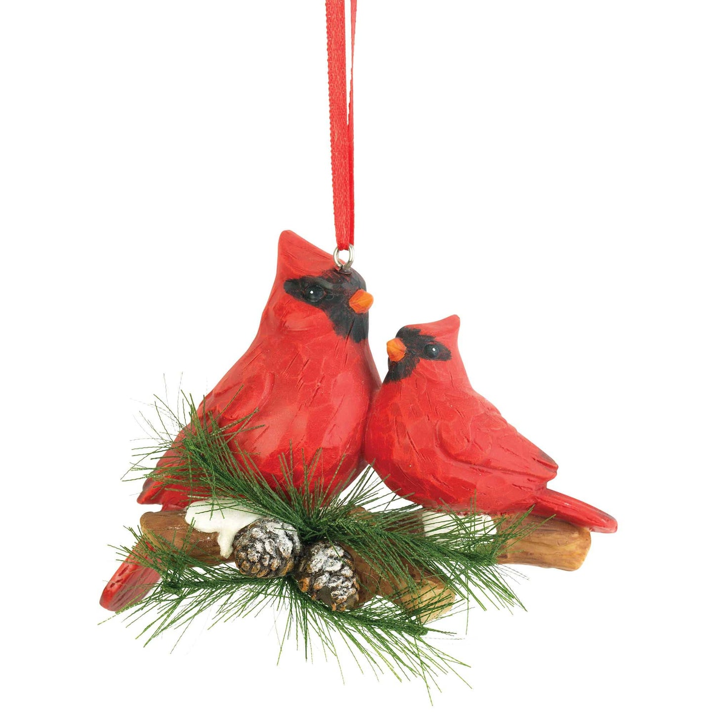 Dicksons - RED BIRDS ON BRANCH ORNAMENT 3.125"H