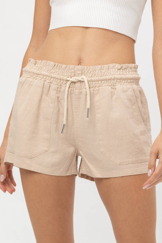 42POPS - ROPE DRAWSTRING LINEN SHORTS