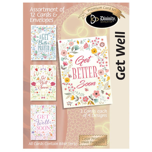 Divinity Boutique - Boxed Cards: Get Well-Folk Art Florals