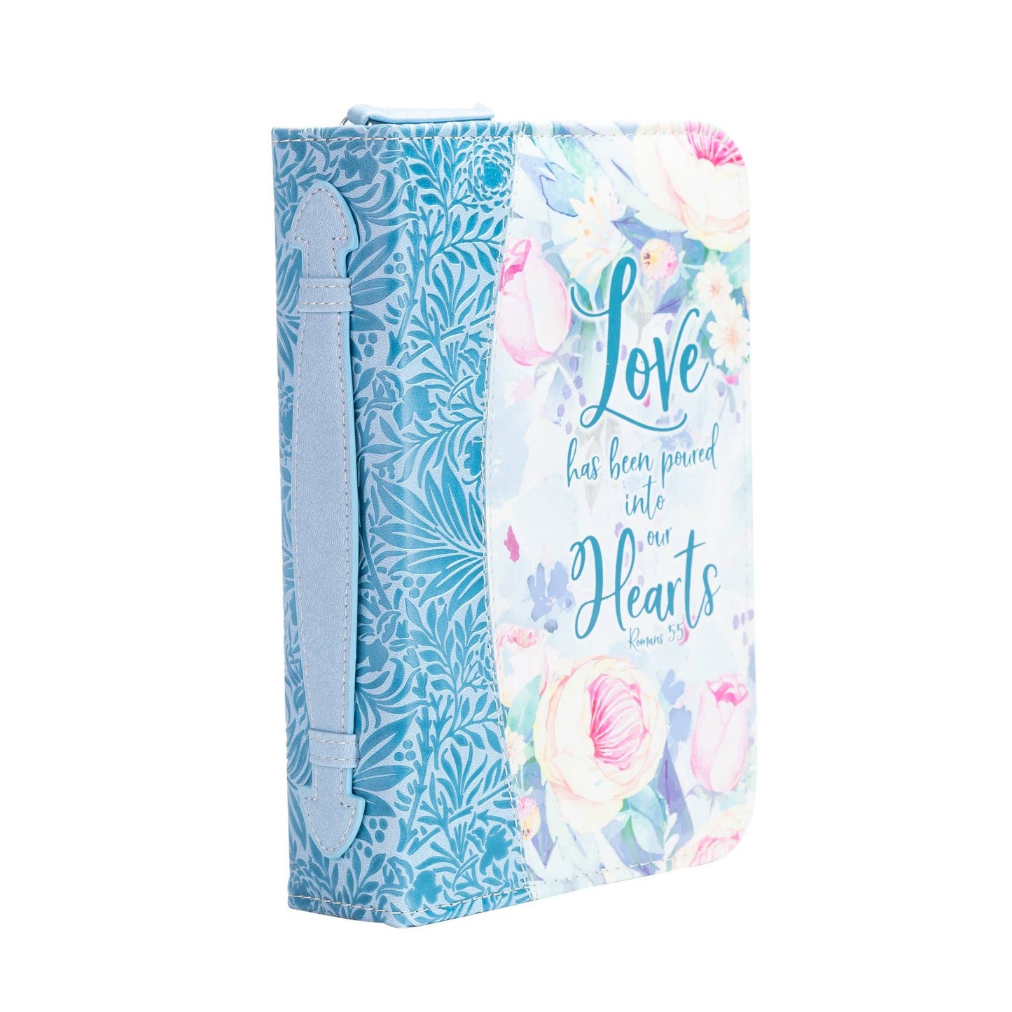 Divinity Boutique - Bible Cover - Blue Floral Love into Hearts, Romans 5:5