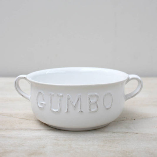 The Royal Standard - Gumbo Double Handle Bowl   Antique White   7x2.75x5.5