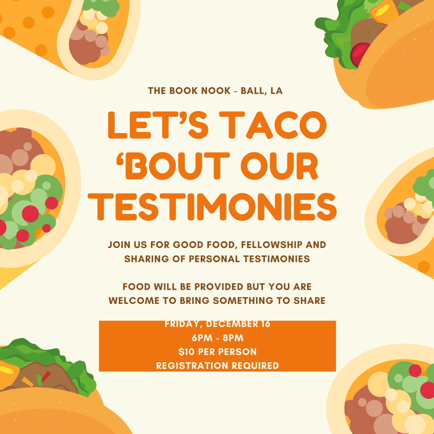 Tacos & Testimony Night