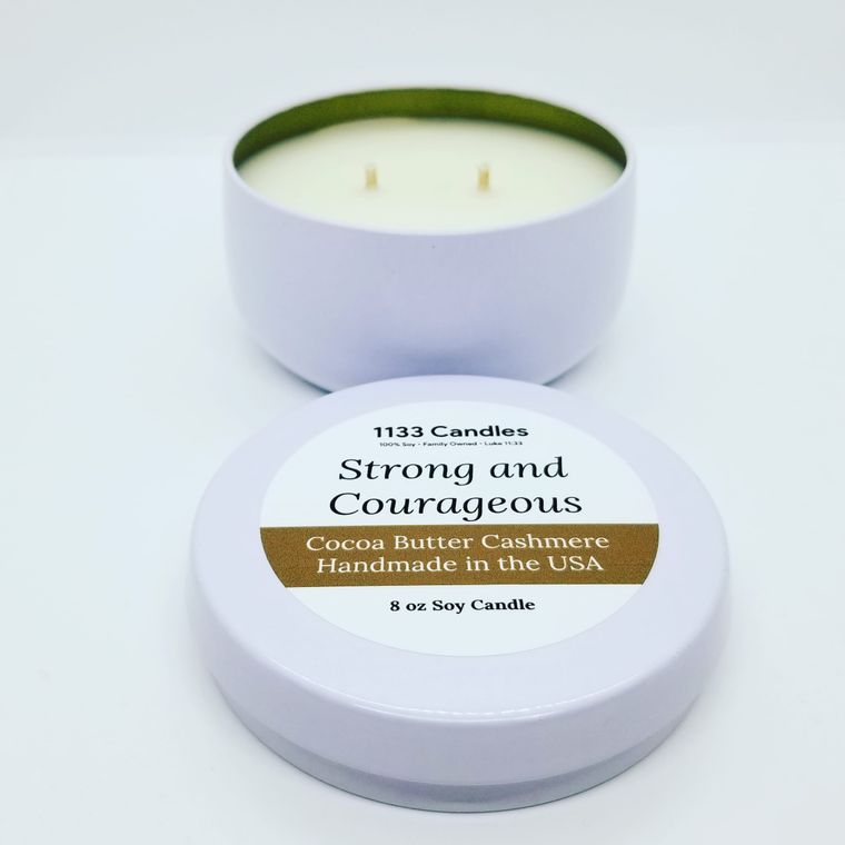 Cocoa Butter Cashmere Candle | Christian Gift | Inspirational Gift | Strong and Courageous