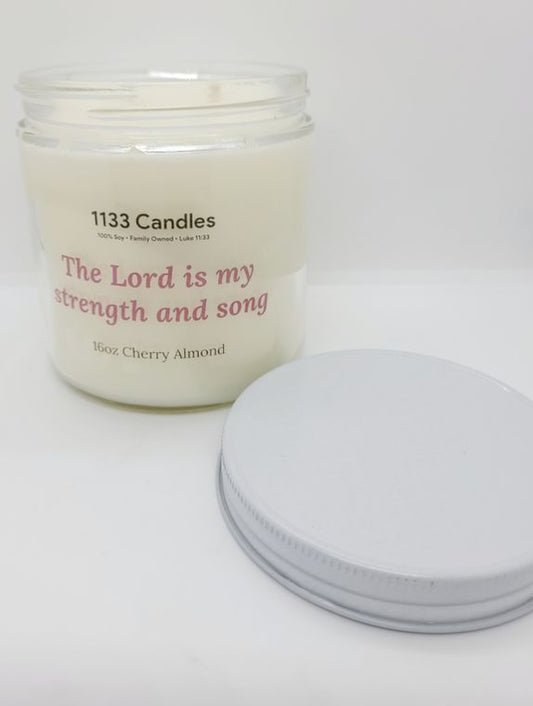 Cherry Almond Soy Candle | Christian Gift | The Lord is my strength and song