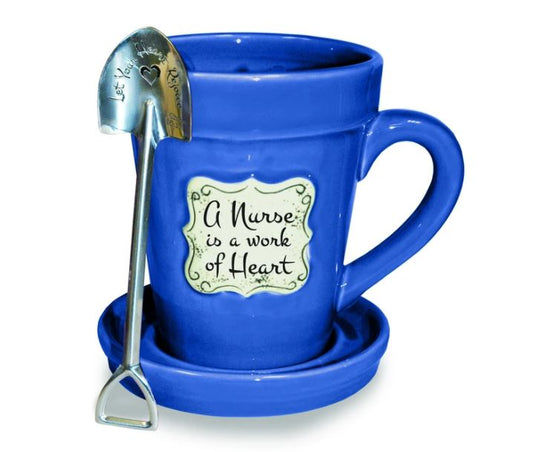 FLOWER POT MUG: MED BLUE-NURSE